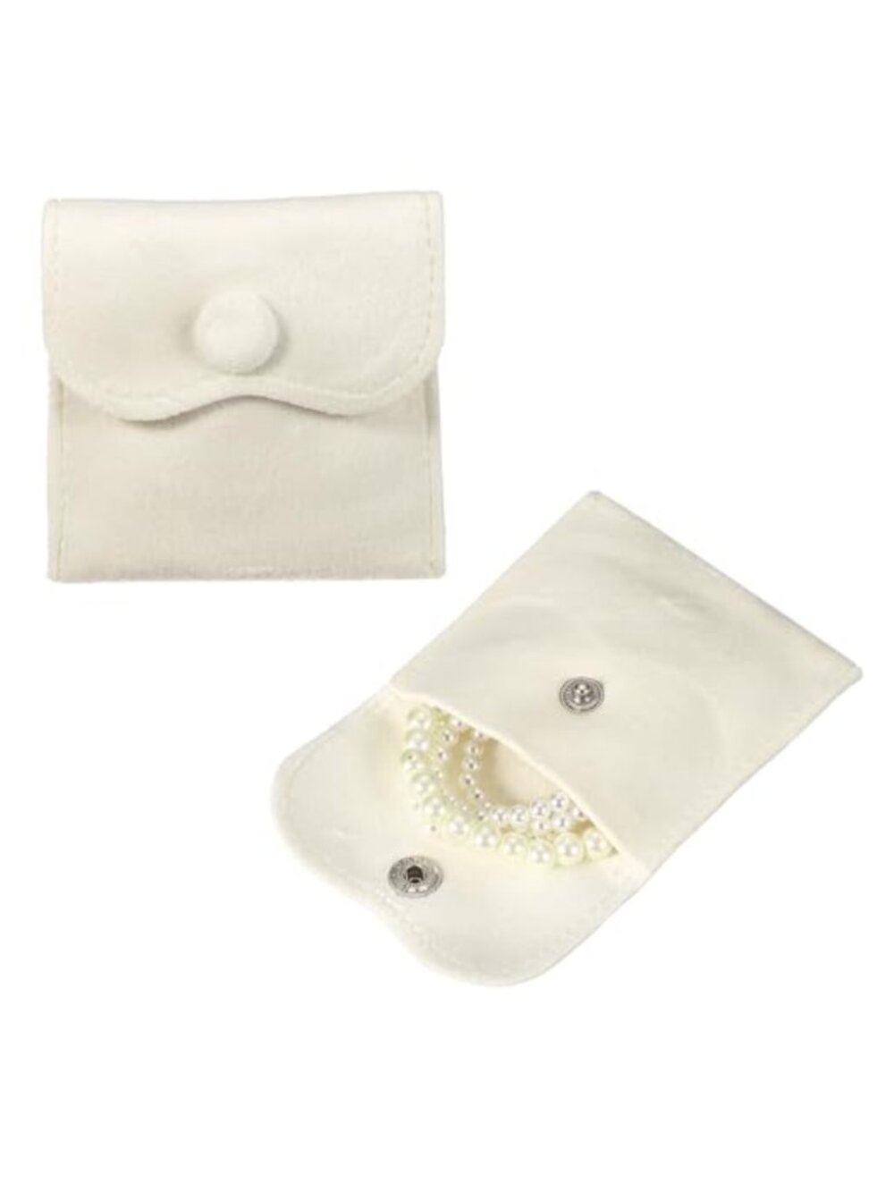 2 Pcs Velvet Jewelry Pouches Snap Button 2.8x2.8in Small Gift Organizer